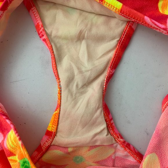 Sassafras Vintage Bikini Floral Swimsuit 90s 80s High Leg Neon - Picture 8 of 8